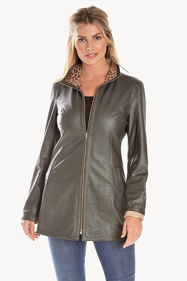 Reversible Leather Zip in Green Tea - $795.00 - View 2 of 4