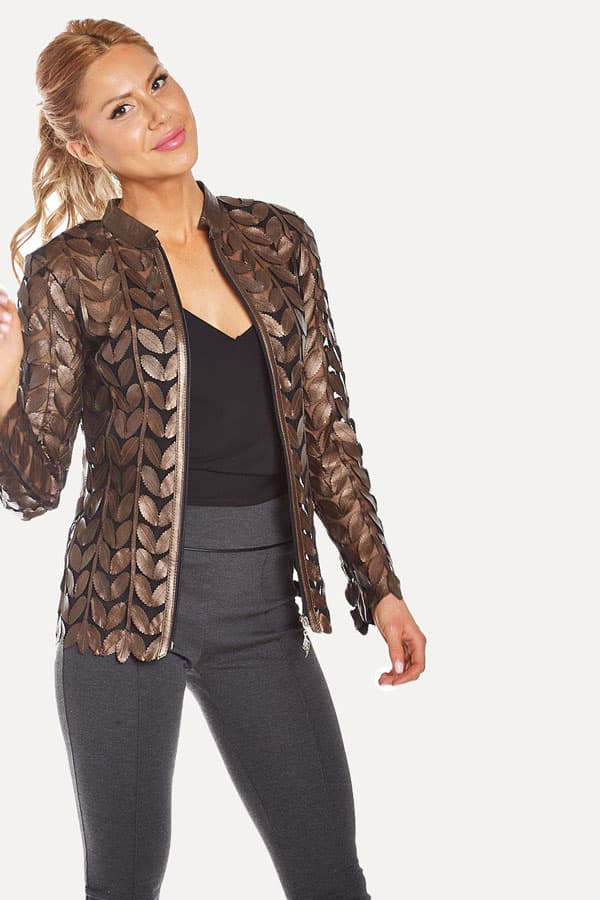 Bronze Leather Leaf Jacket