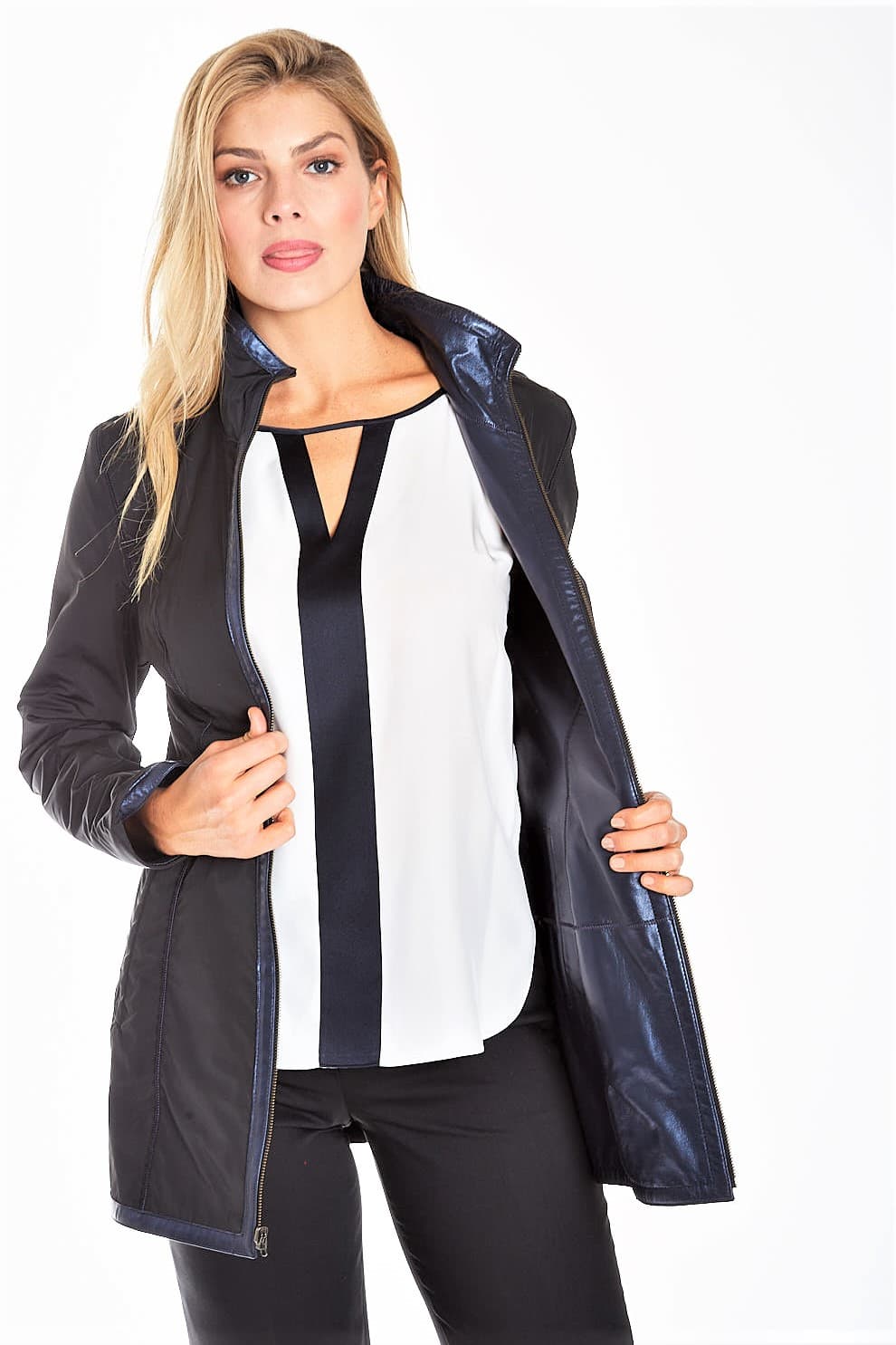 Reversible Pearlized Leather Jacket