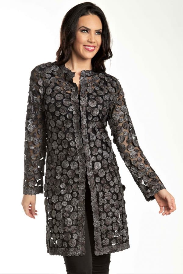 Circular Leather Python Print Jacket