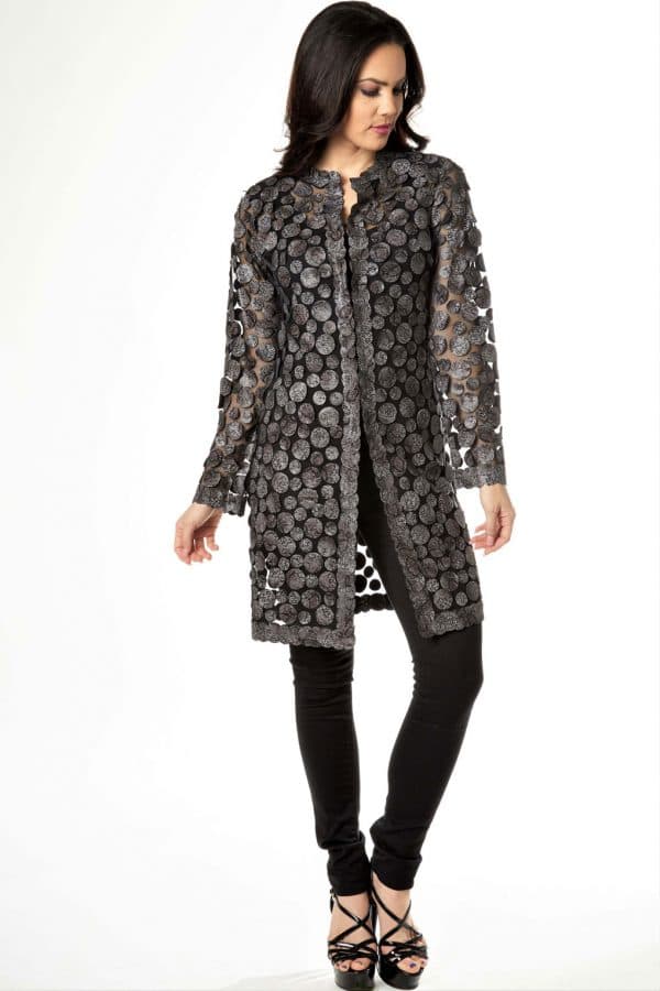 Circular Leather Python Print Jacket