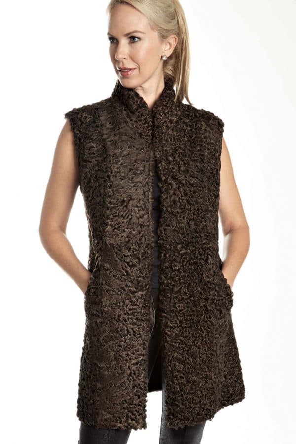 Persian Lamb Shearling reversible to Leather Vest