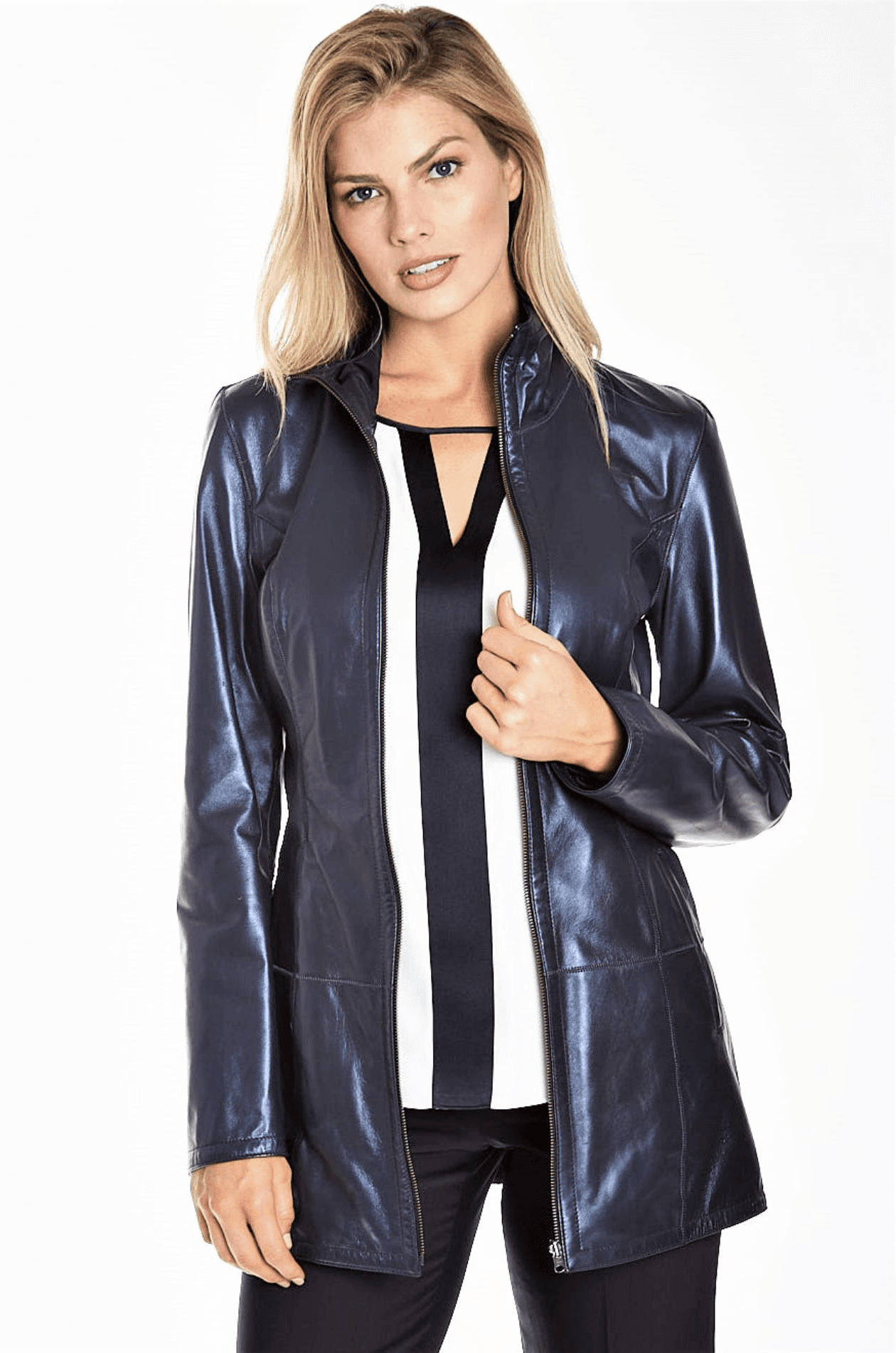 Reversible Pearlized Leather Jacket