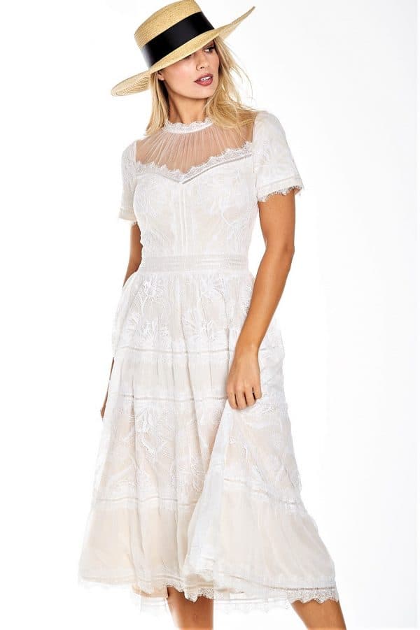 Lace Tea Length Dress