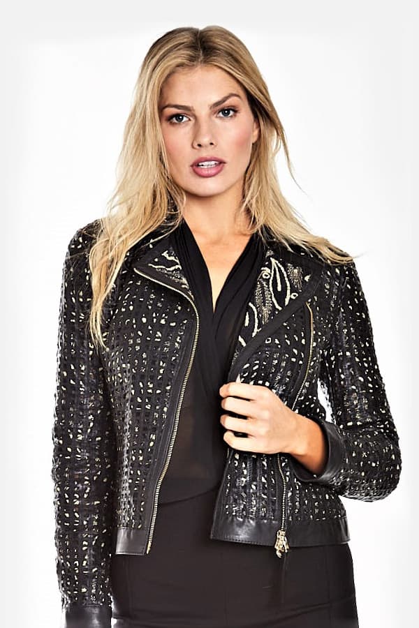 Italian Leather Lux Modern Moto Jacket - 96500 - Main product view
