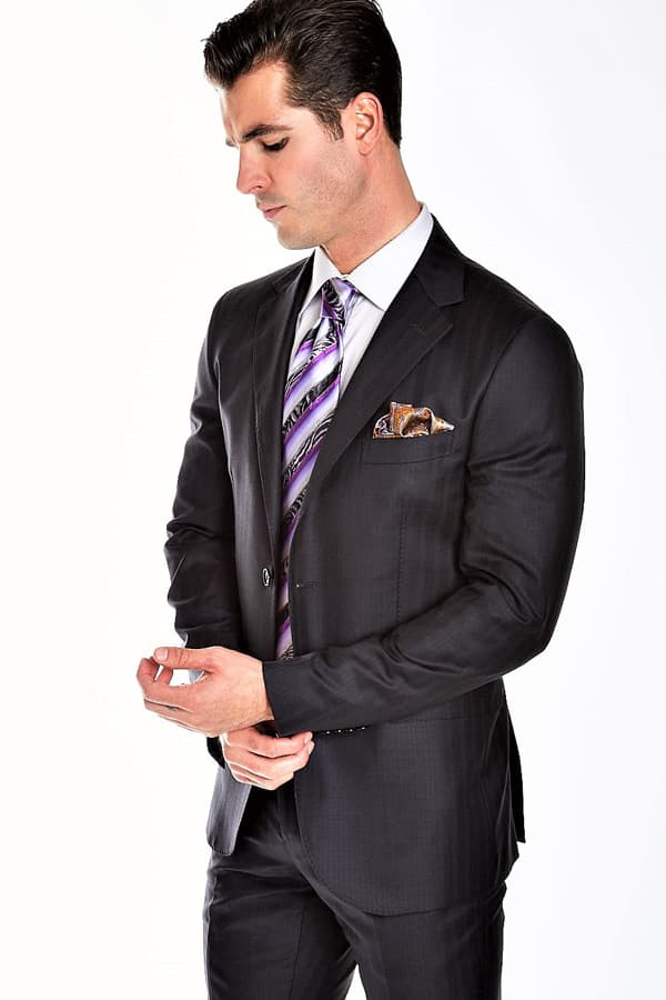 Suit, Modern Chevron Stripe Super 120's cloth by Tallia Di Delfino -  - View 4 of 4