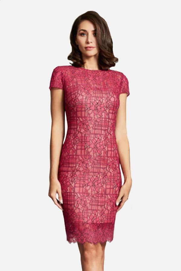 Fuchsia Corded Lace Dress - 365.0000 - Main product view