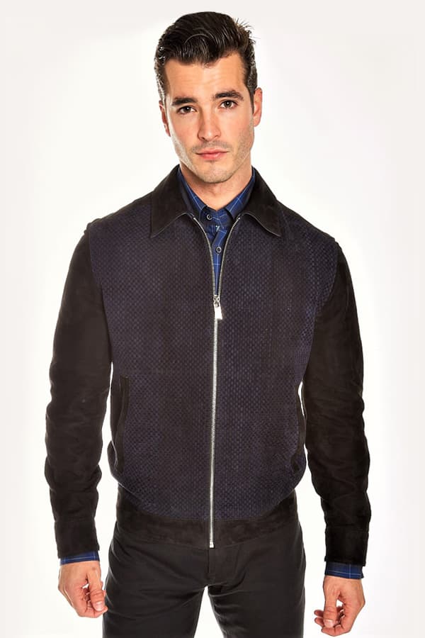 Torras Woven Suede Blouson Leather Trim