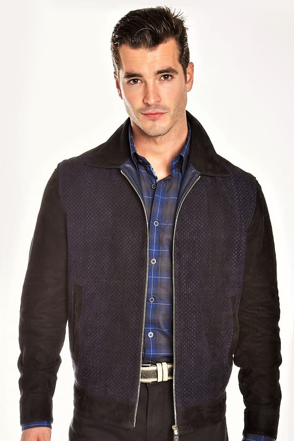 Torras Woven Suede Blouson Leather Trim