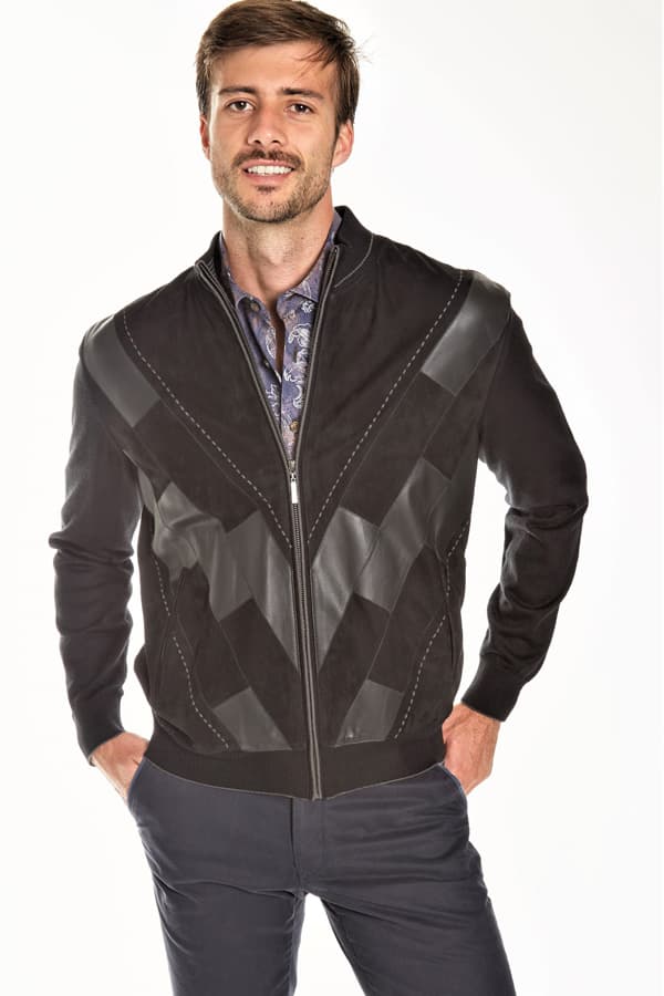 Torras-ZIP MOCK Blouson in SUEDE/LEATHER - $765.00 - View 4 of 4