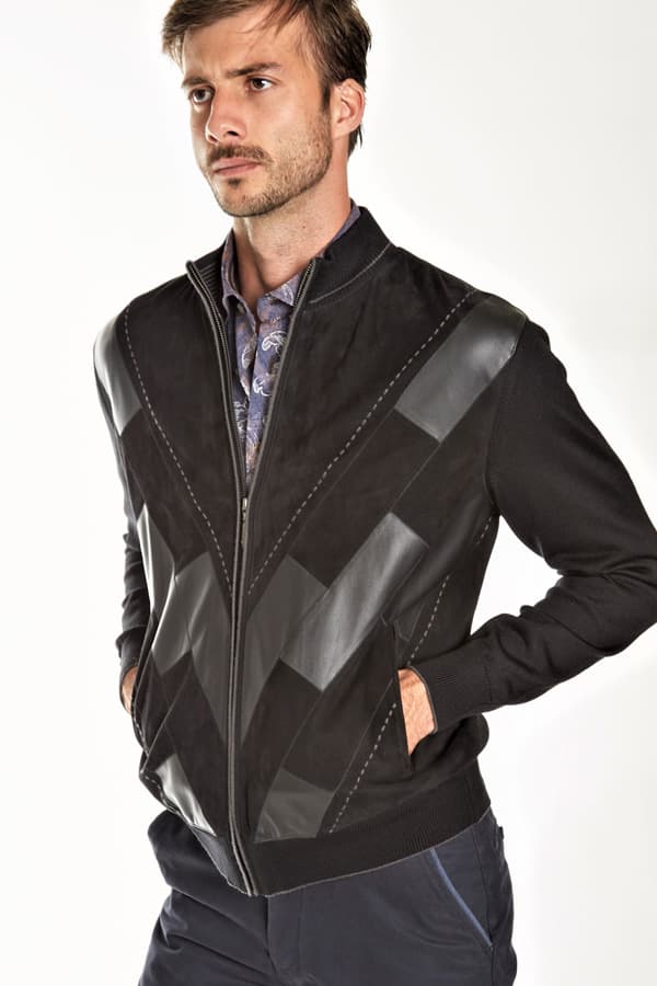 Torras-ZIP MOCK Blouson in SUEDE/LEATHER - $765.00 - View 3 of 4