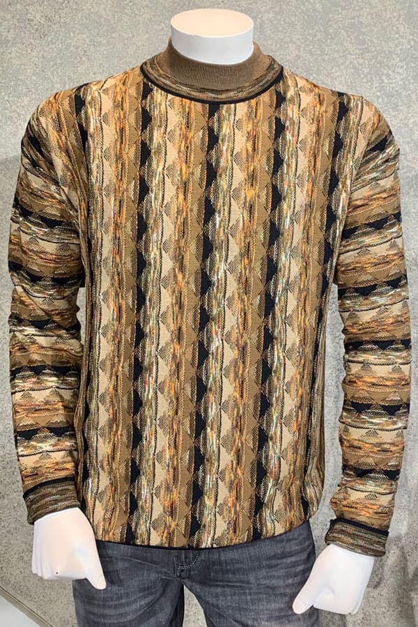 ITALIAN CREW SWEATER IN DIAMOND STRIPE DESIGN,ALA COOGIE. - $275.00 - View 1 of 1