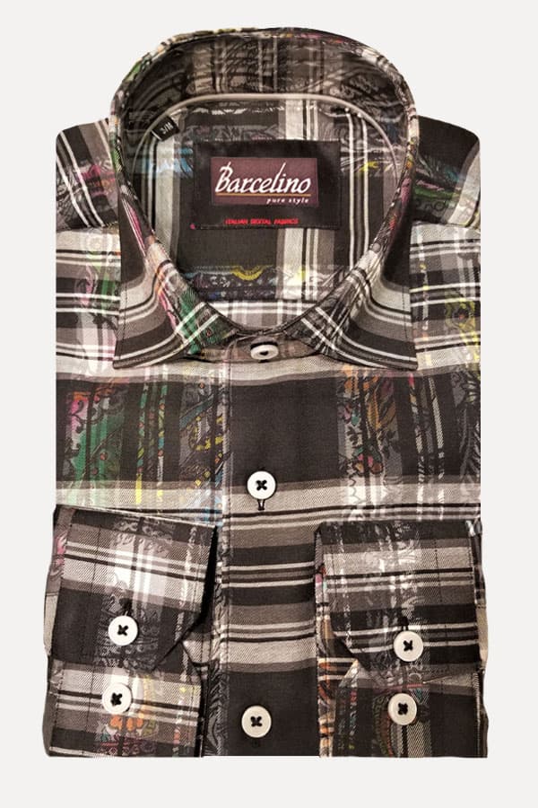 Italian 100% Cotton fabric, in Plaid design Shirt - Modern Fit - $129.00 - View 1 of 1