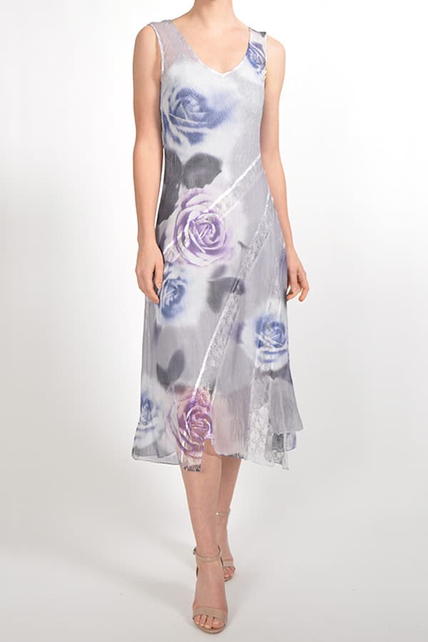 Plisse Sleeveless Chiffon floral dress - 365.0000 - Alternative view 2