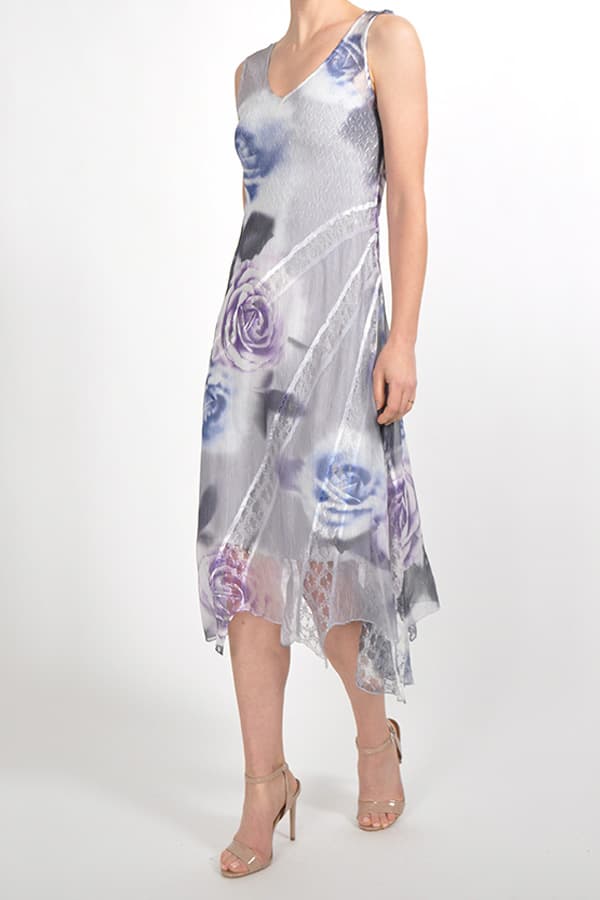 Plisse Sleeveless Chiffon floral dress - 365.0000 - Main product view