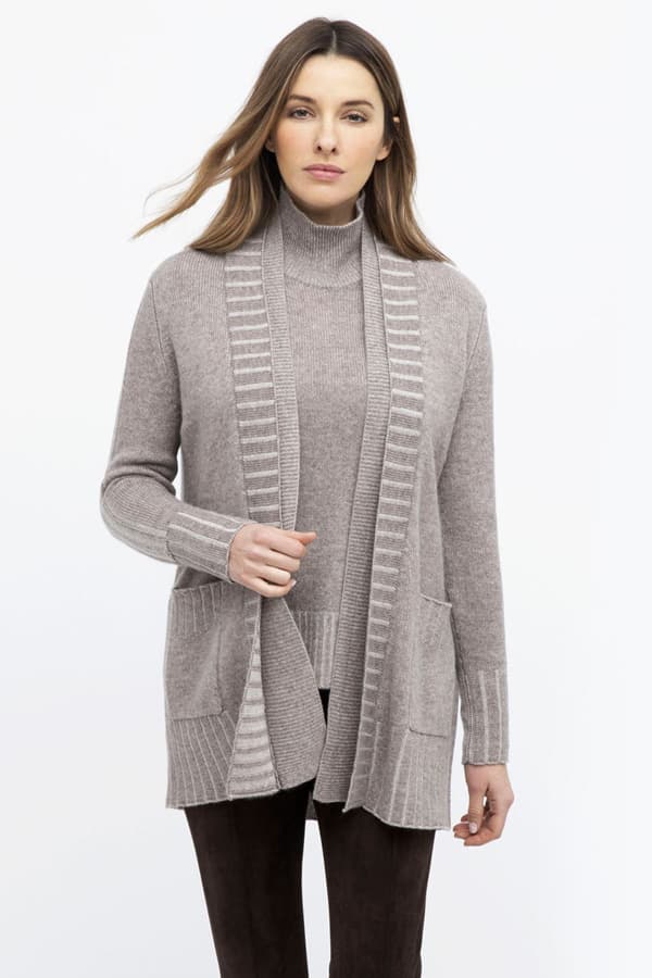 100% Cashmere Double Collar Cardigan - 45000 - Main product view