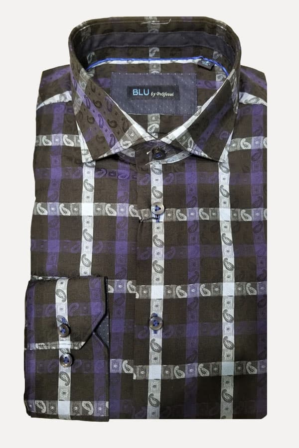 men's maxi check woven jacquard sports shirt