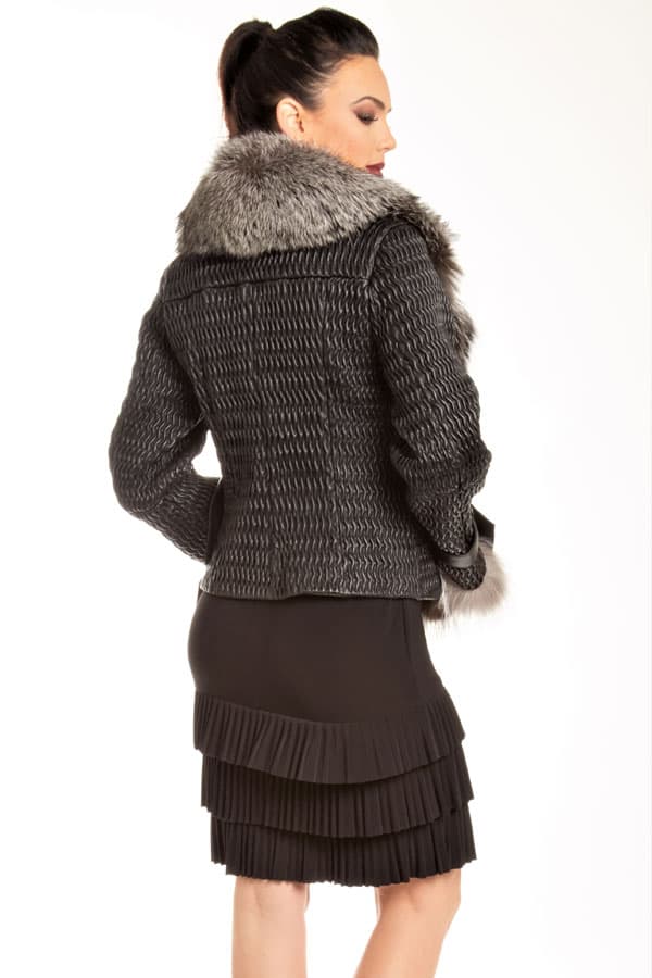 Fox Fur Entrefino Spanish Plisse Leather Coat -  - View 2 of 3