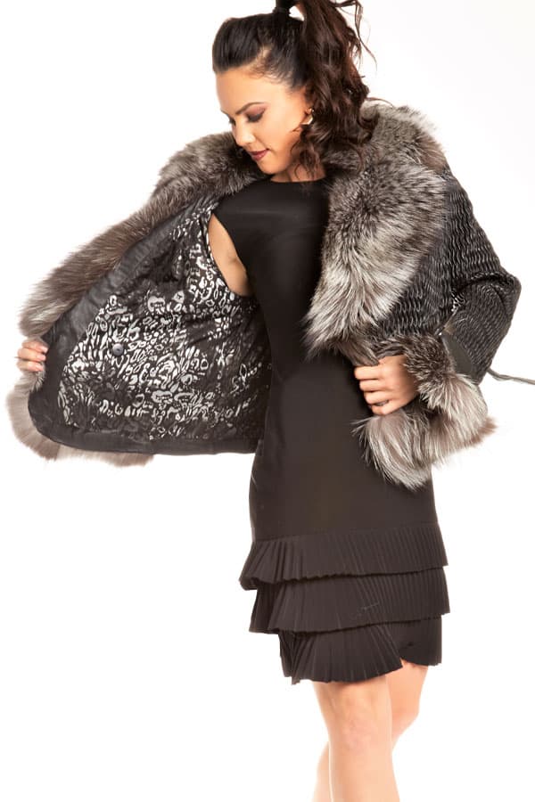 Fox Fur Entrefino Spanish Plisse Leather Coat -  - View 3 of 3
