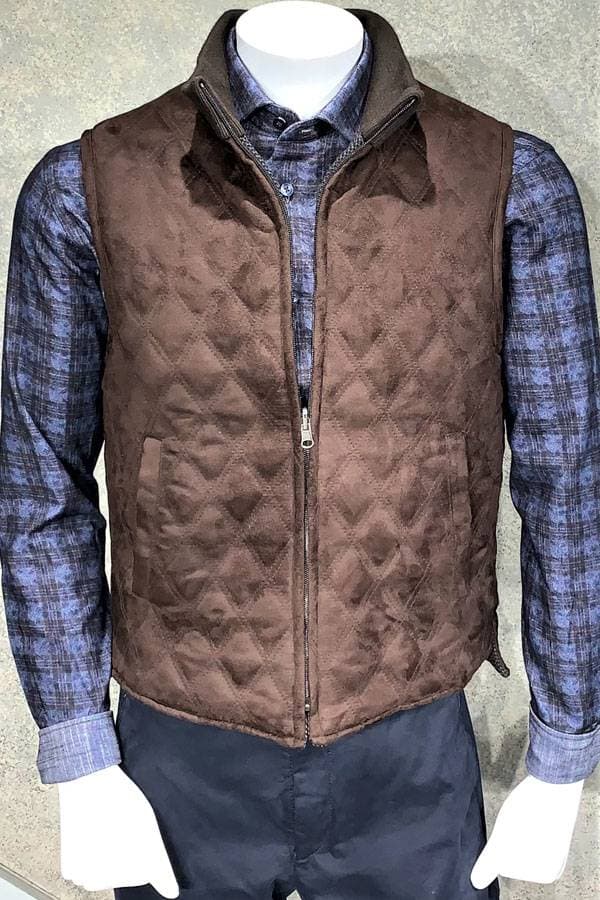 REVERSIBLE ALCANTARA VEST - 28500 - Main product view