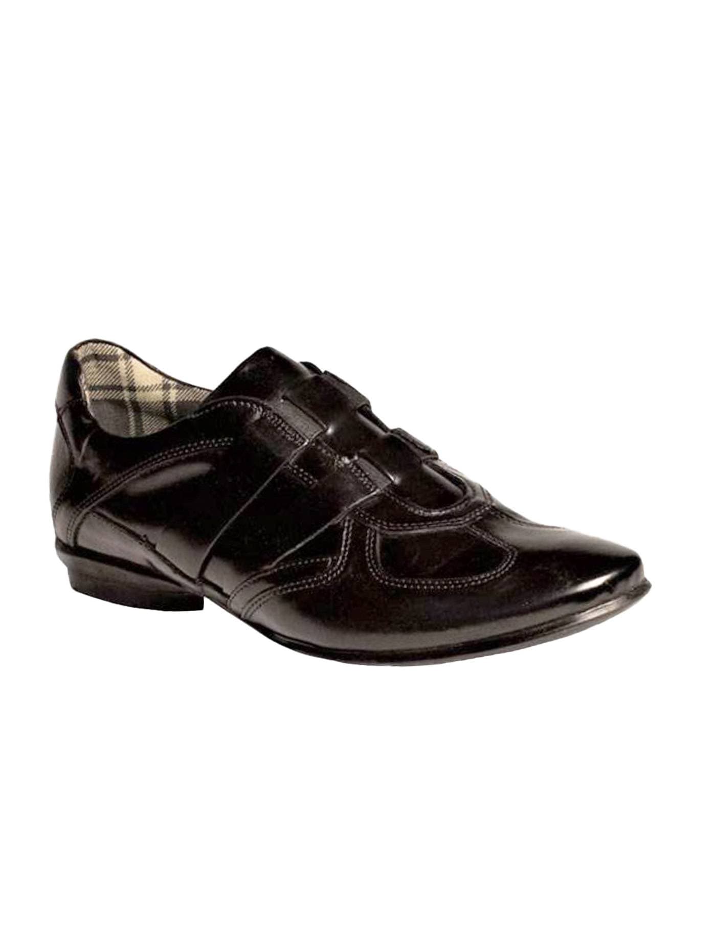 Dress Casual Slip-On black shoes with plaid interior