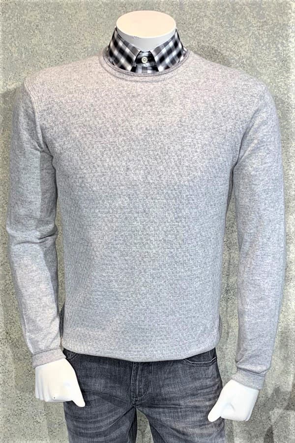 Italian Crew in Cashmere/Wool Basket Weave Design
