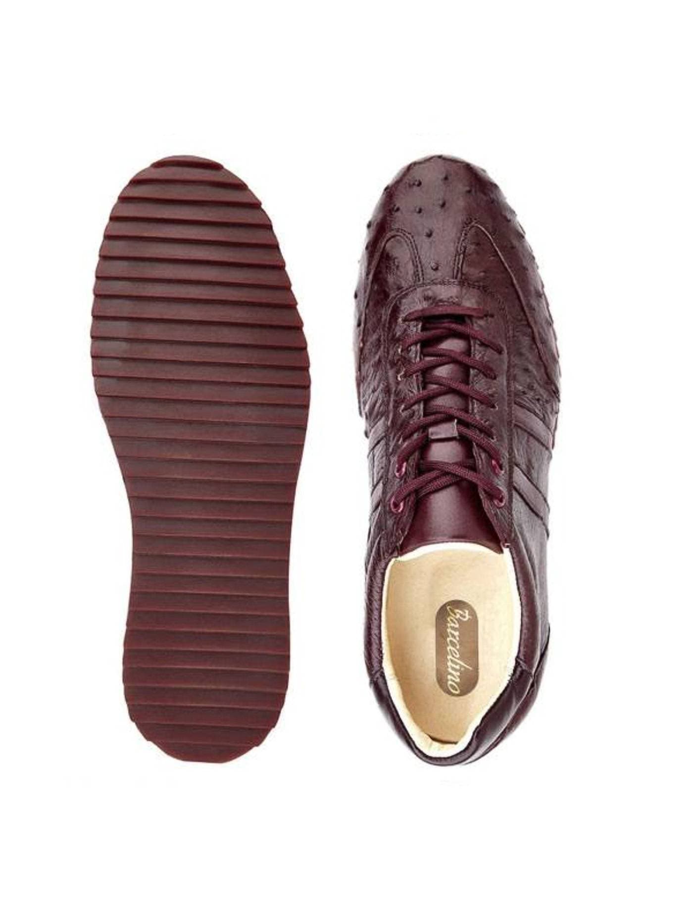 Ostrich leather men's sport formal shoes in bordeaux