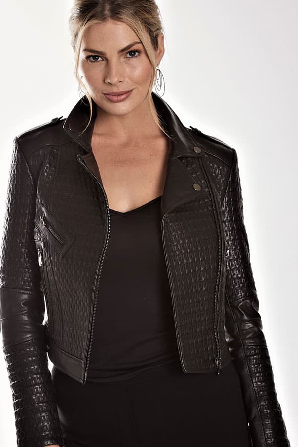 Embossed Leather Moto Jacket