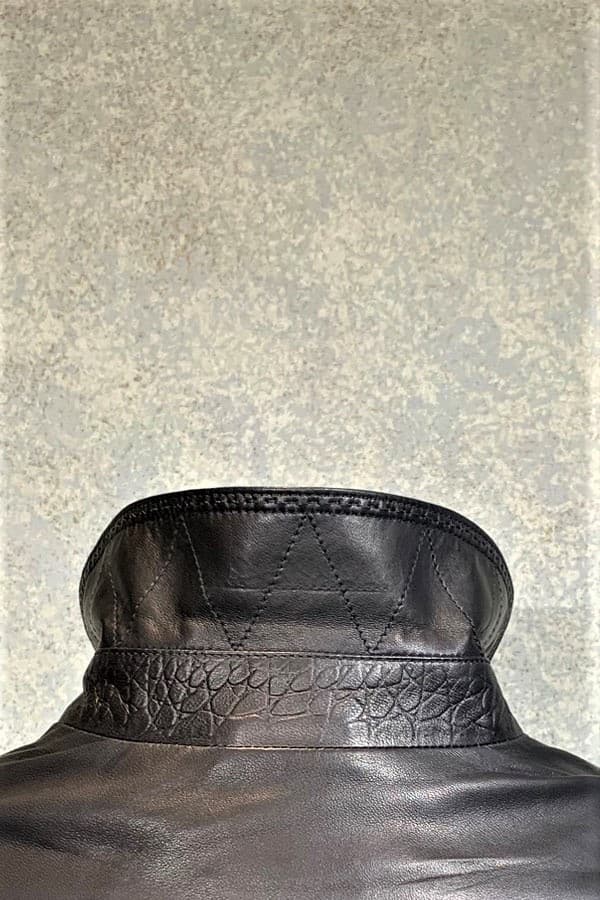 Torras Leather Blouson with Crocodile Trim Detail and Silk Tweel Lining -  - View 4 of 4