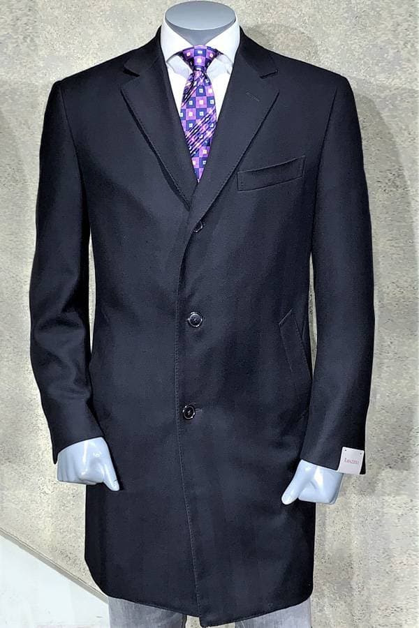Black Ravazzolo Top Coat in Chevron Pattern-Italy | Men's - $3,675.00 – $3,875.00 - View 1 of 2