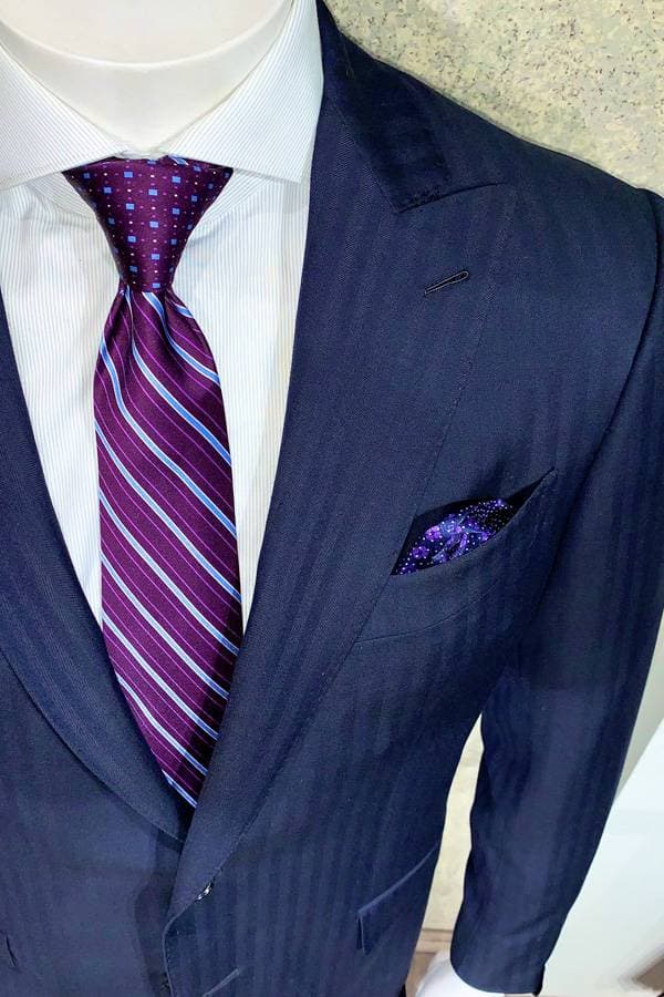 Italian Suit in Ton on Ton Chevron Pattern - $3,685.00 - View 2 of 2
