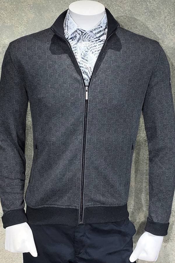 Bugatti Cardigan, Zip Mock in Hounds Tooth Design - 206.0000 - Main product view