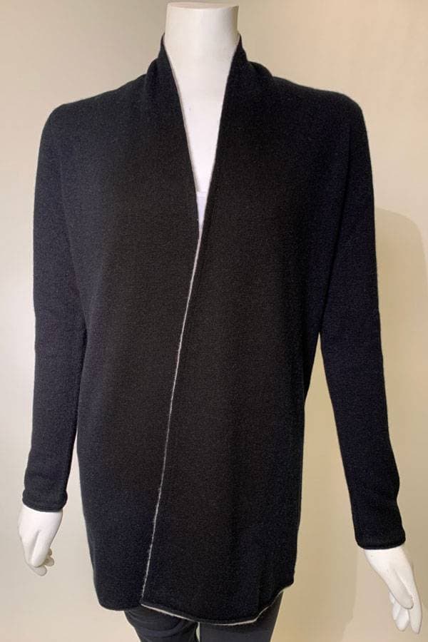 Black Reversible 100% Cashmere Cardigan | Women's - $237.50 - View 2 of 3