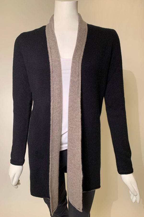 Black Reversible 100% Cashmere Cardigan | Women's - $237.50 - View 1 of 3