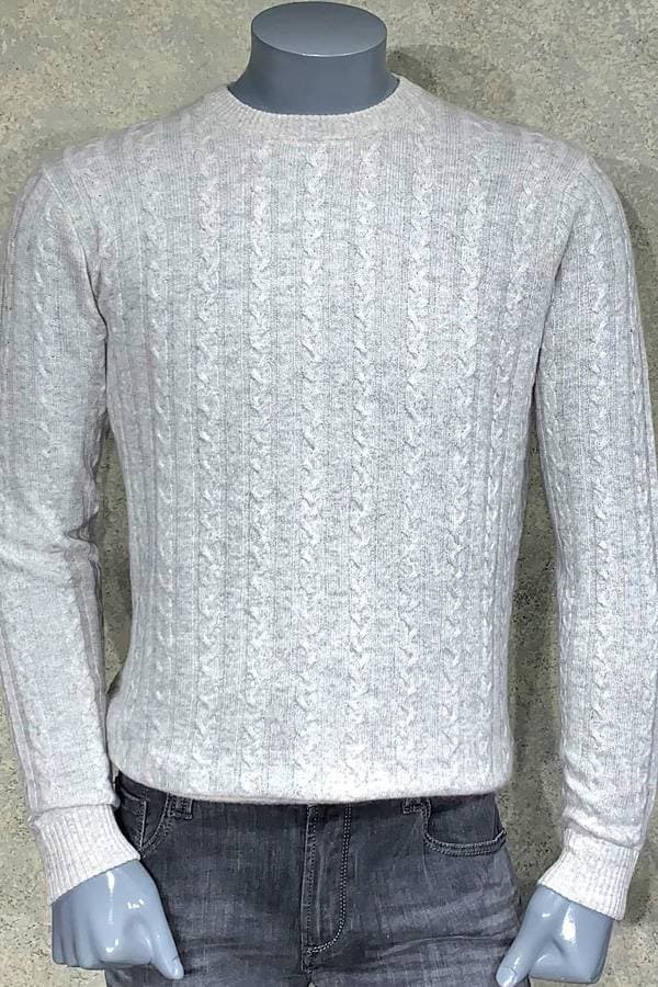 100% Cashmere Crew Neck in a Classic Cable Design - 42500 - Main product view