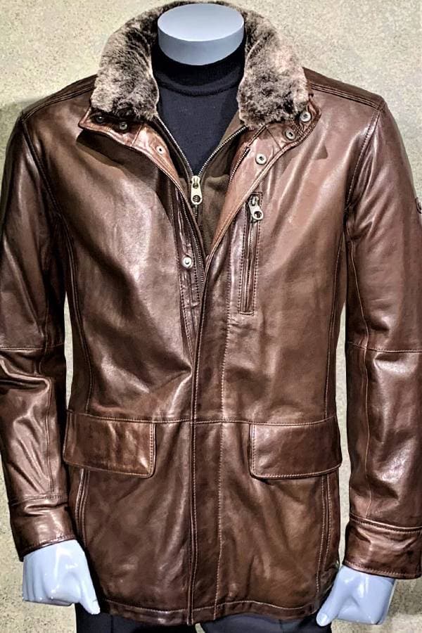 Leather 3/4 Zip Coat with Warmer
