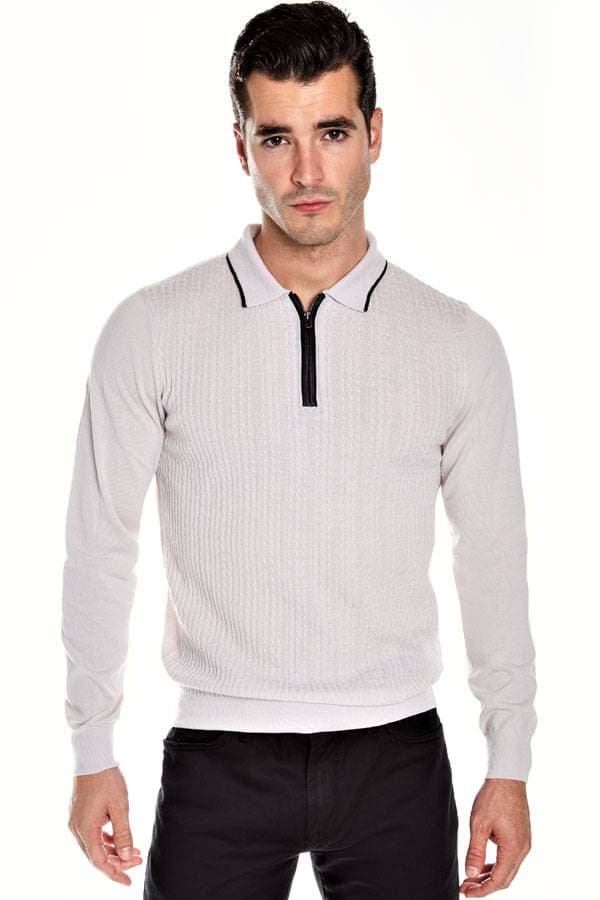 Cashmere Wool Zip Polo with Leather detail - 24500 - Main product view