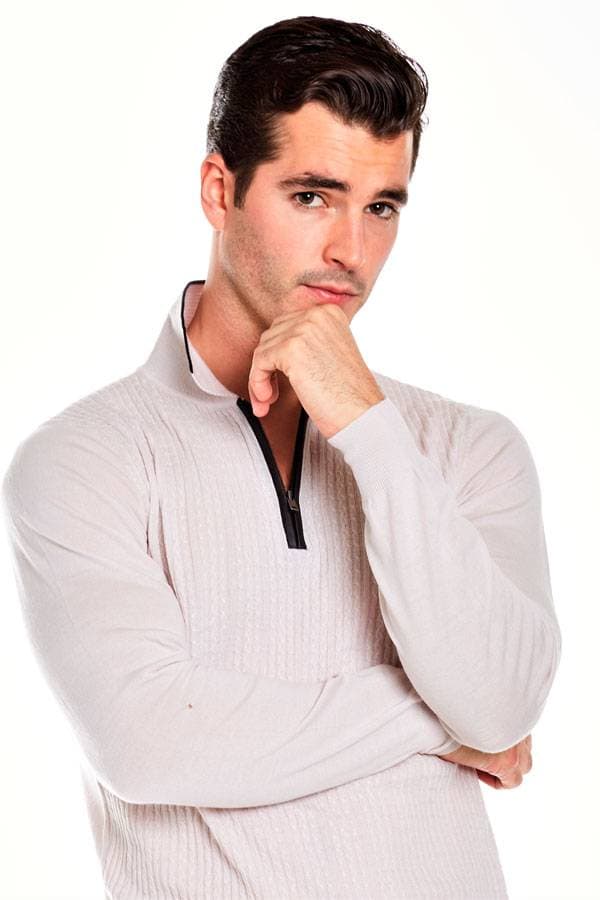 Cashmere Wool Zip Polo with Leather detail - 24500 - Alternative view 2