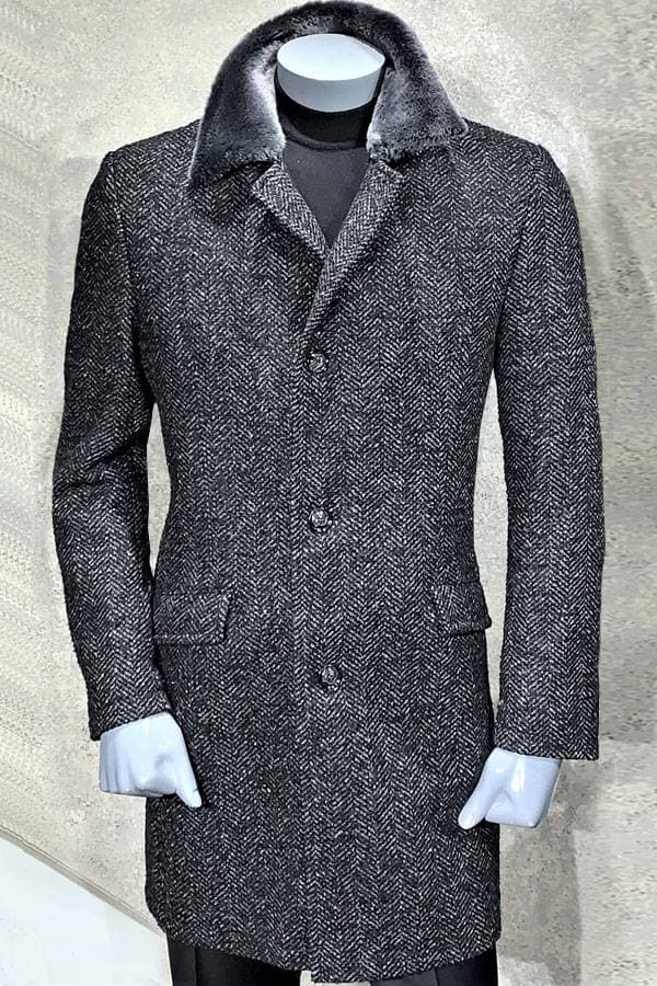 Top Coat Tweed with Shearling Collar - 116500 - Alternative view 2