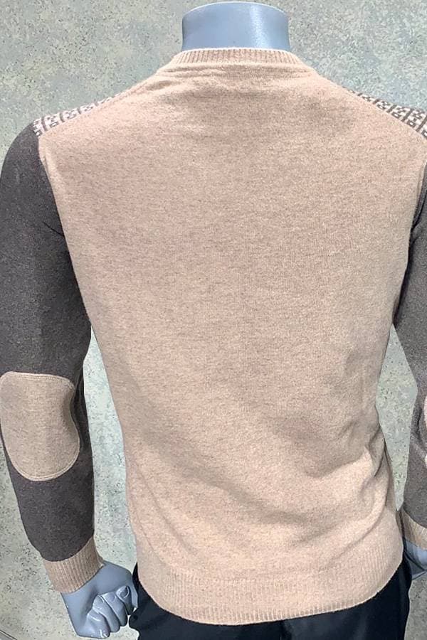 100% Cashmere Crew Neck Check Striped Sweater - $365.00 - View 3 of 3