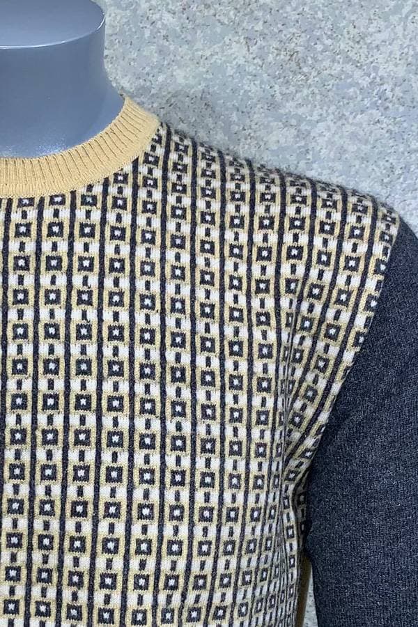 100% Cashmere Crew Check Stripe Sweater - 36500 - Alternative view 2