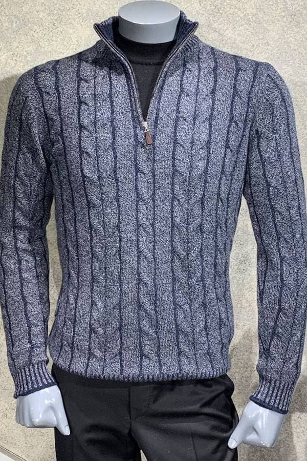 100% Cashmere Plaited Cable Mock Sweater - 54500 - Main product view