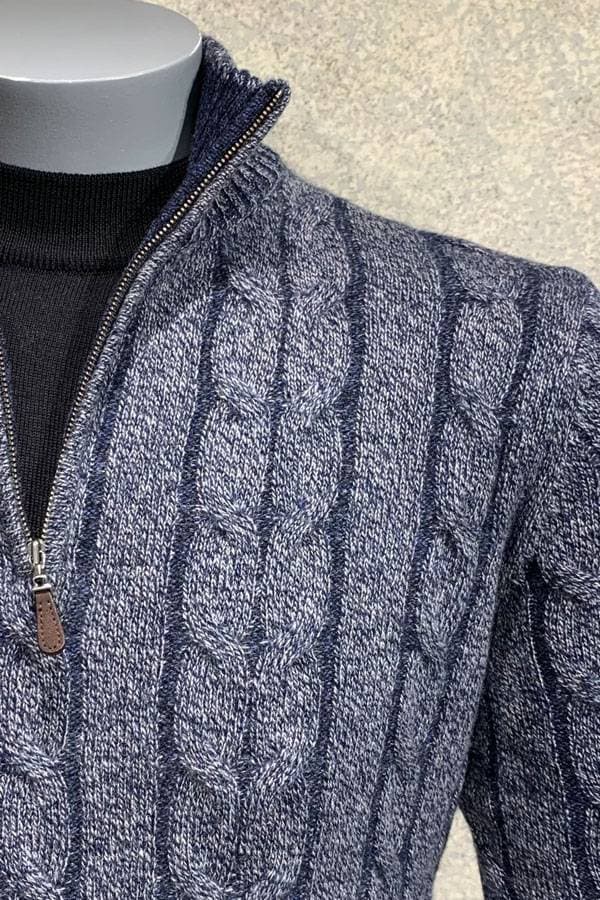 100% Cashmere Plaited Cable Mock Sweater - 54500 - Alternative view 2