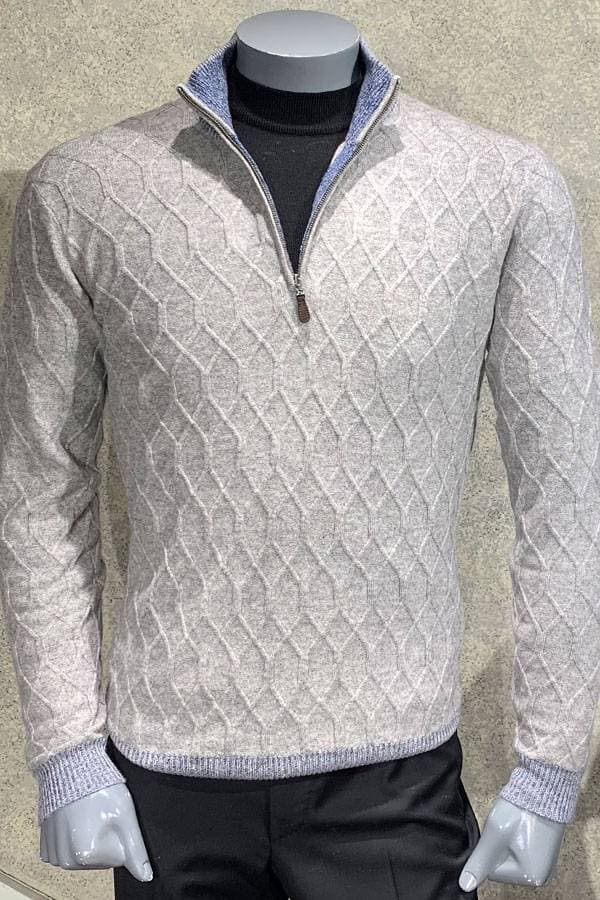 100% Cashmere Mock Zip Twist - 49500 - Main product view