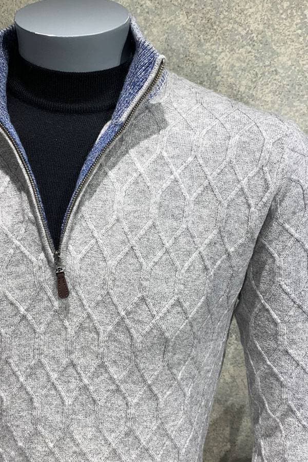 100% Cashmere Mock Zip Twist - 49500 - Alternative view 2