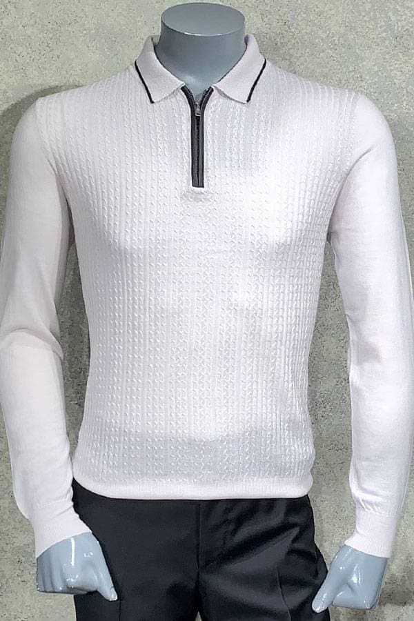 Cashmere Wool Zip Polo with Leather detail - $245.00 - View 3 of 4