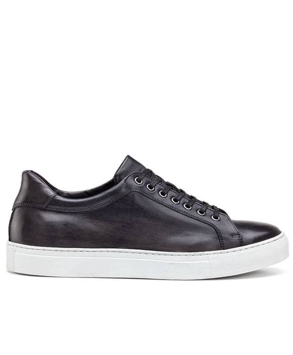 Trask Italian Sneaker in Hand Finished Charcoal Black Color.