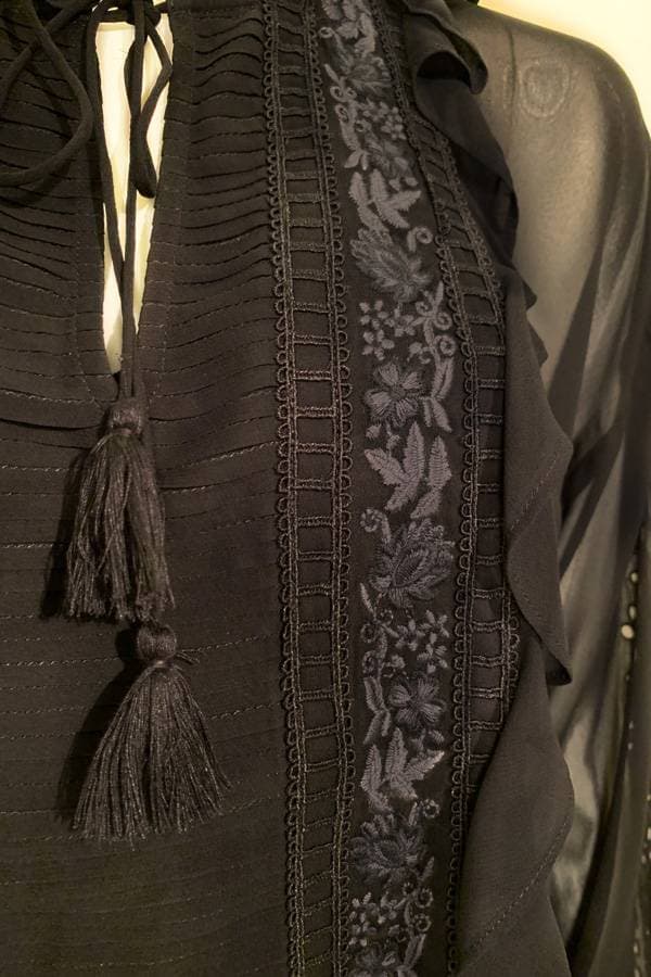 Black Rayon Poly Embroidered Blouse | Women's - $97.50 - View 2 of 4