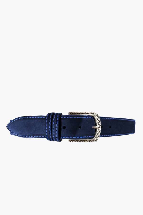 Blue Italian Nubuck Leather Belt | Men's - $235.00 - View 2 of 2