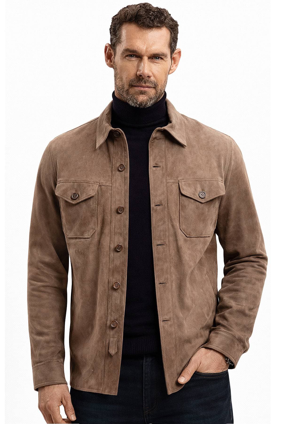 Brown Suede Shirt Jacket | Men's - $545.00 - View 1 of 2